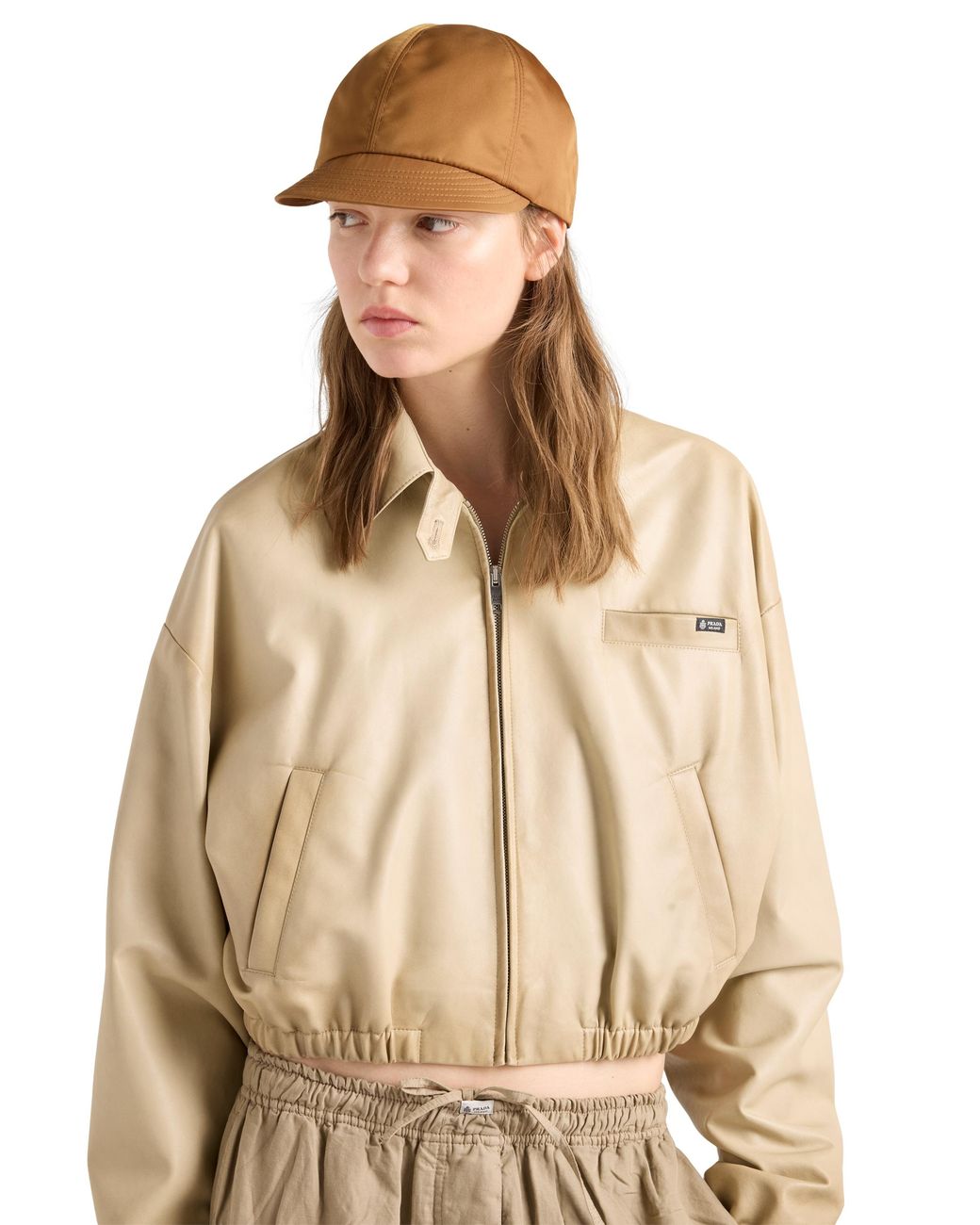 Prada Natural Cropped Nappa Leather Jacket