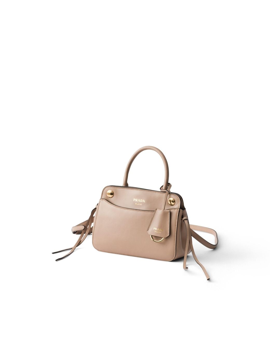 Prada Natural Carry Mini Leather Handbag, Cameo