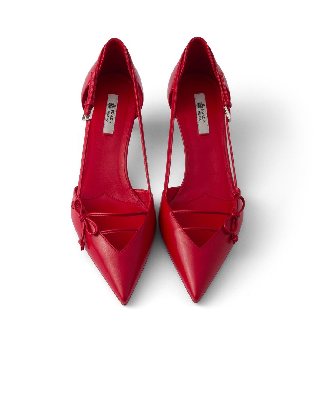 Prada Red Open-Side Leather Pumps