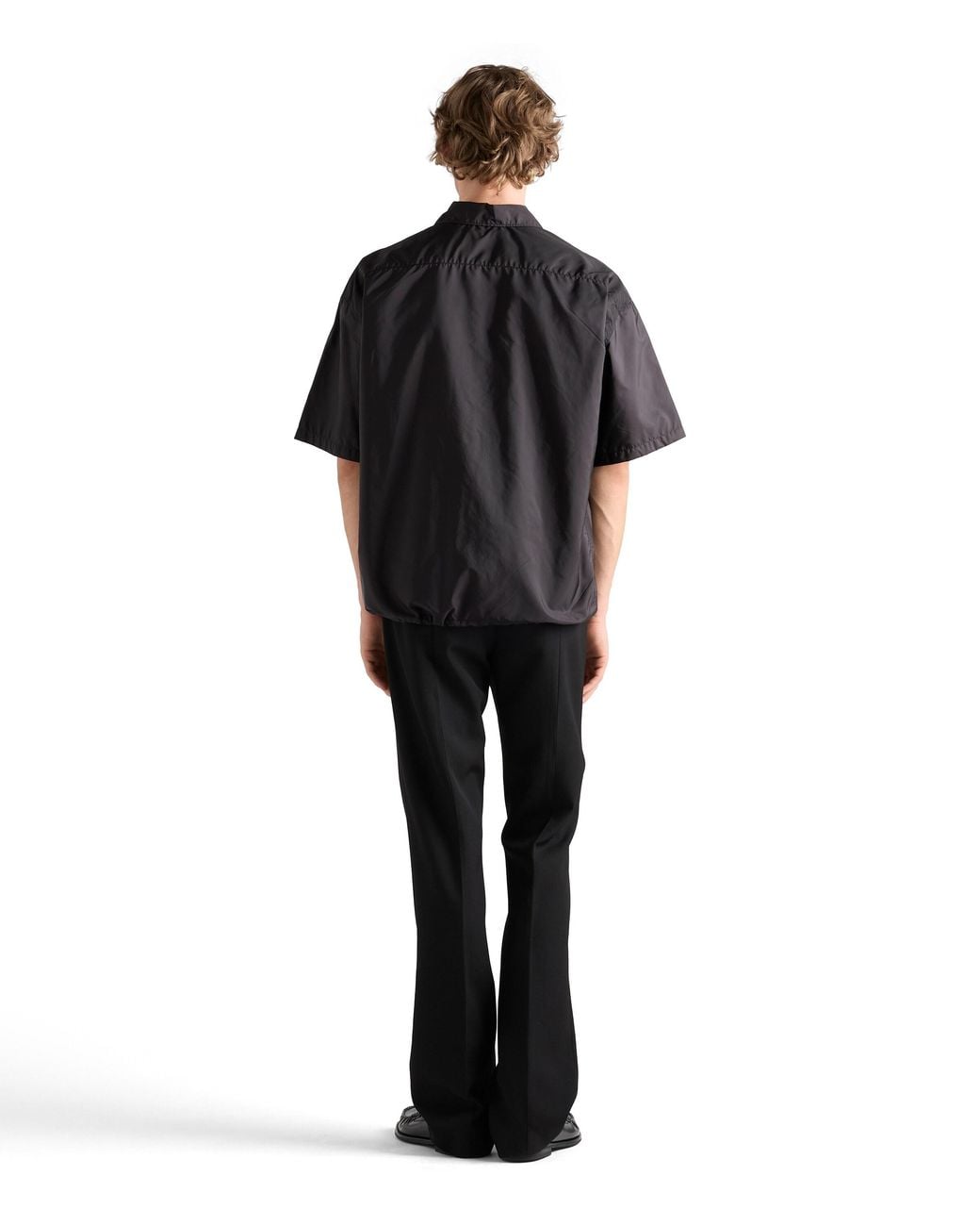 Prada Blue Short-Sleeved Re-Nylon Zipper Shirt for men