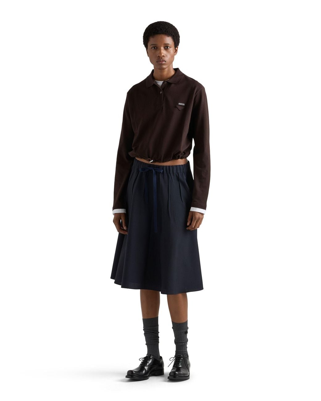 Prada Black Piqué And Jersey Polo Shirt, Ebony
