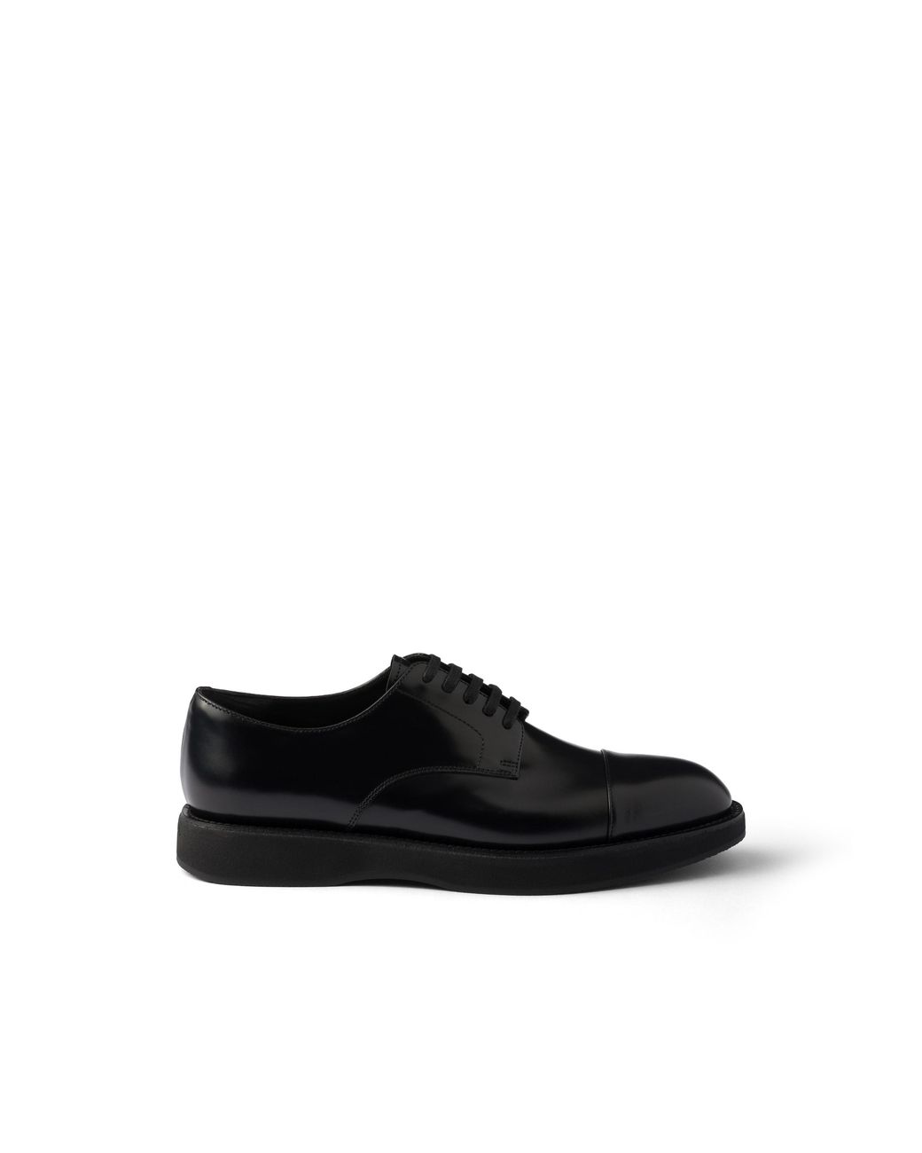 Prada Black Brushed Leather Laced Brogue Shoes, Size 10 for men