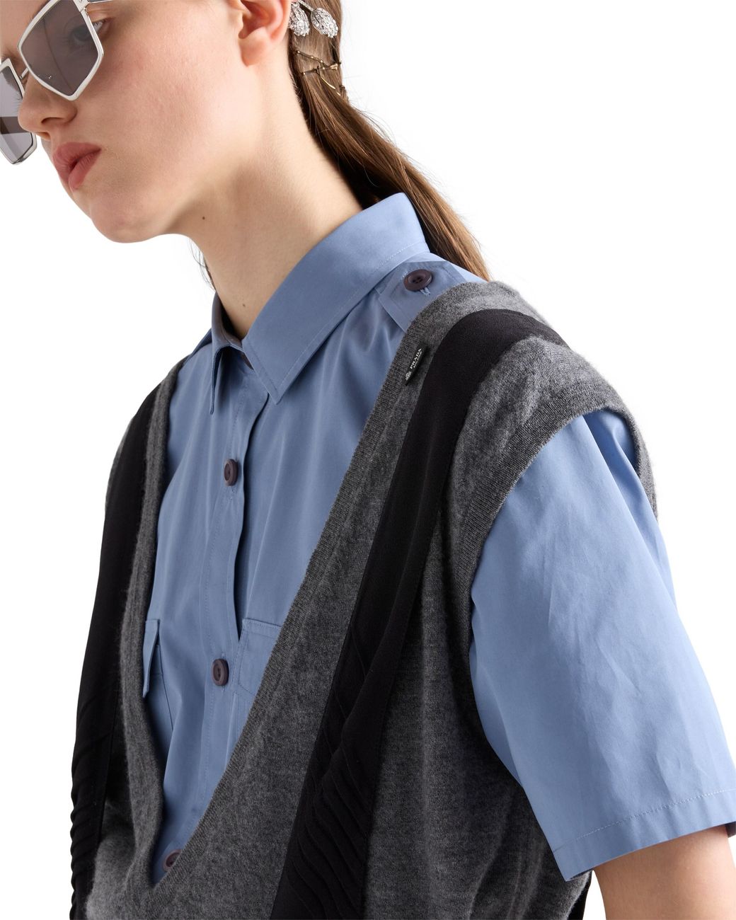 Prada Gray Cashmere V-Neck Vest