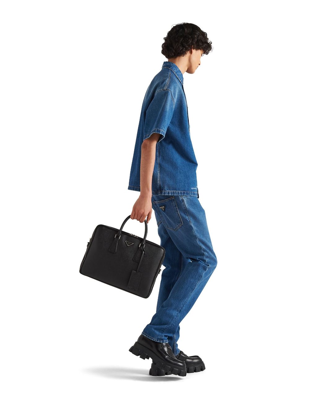 Prada Black Saffiano Leather Briefcase for men