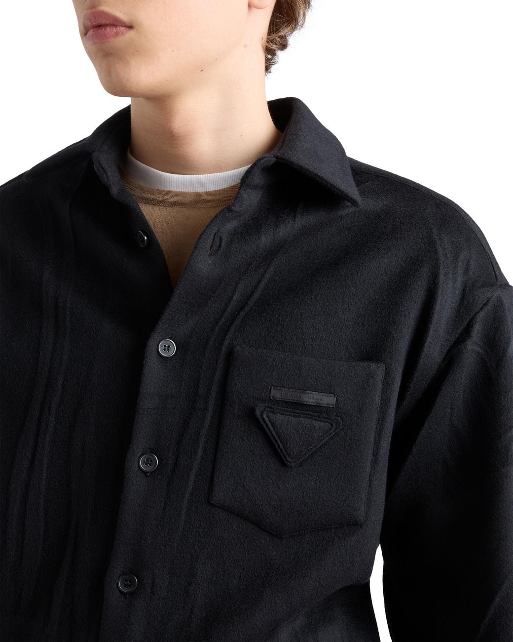 Prada Blue Wool And Cashmere Shirt for men