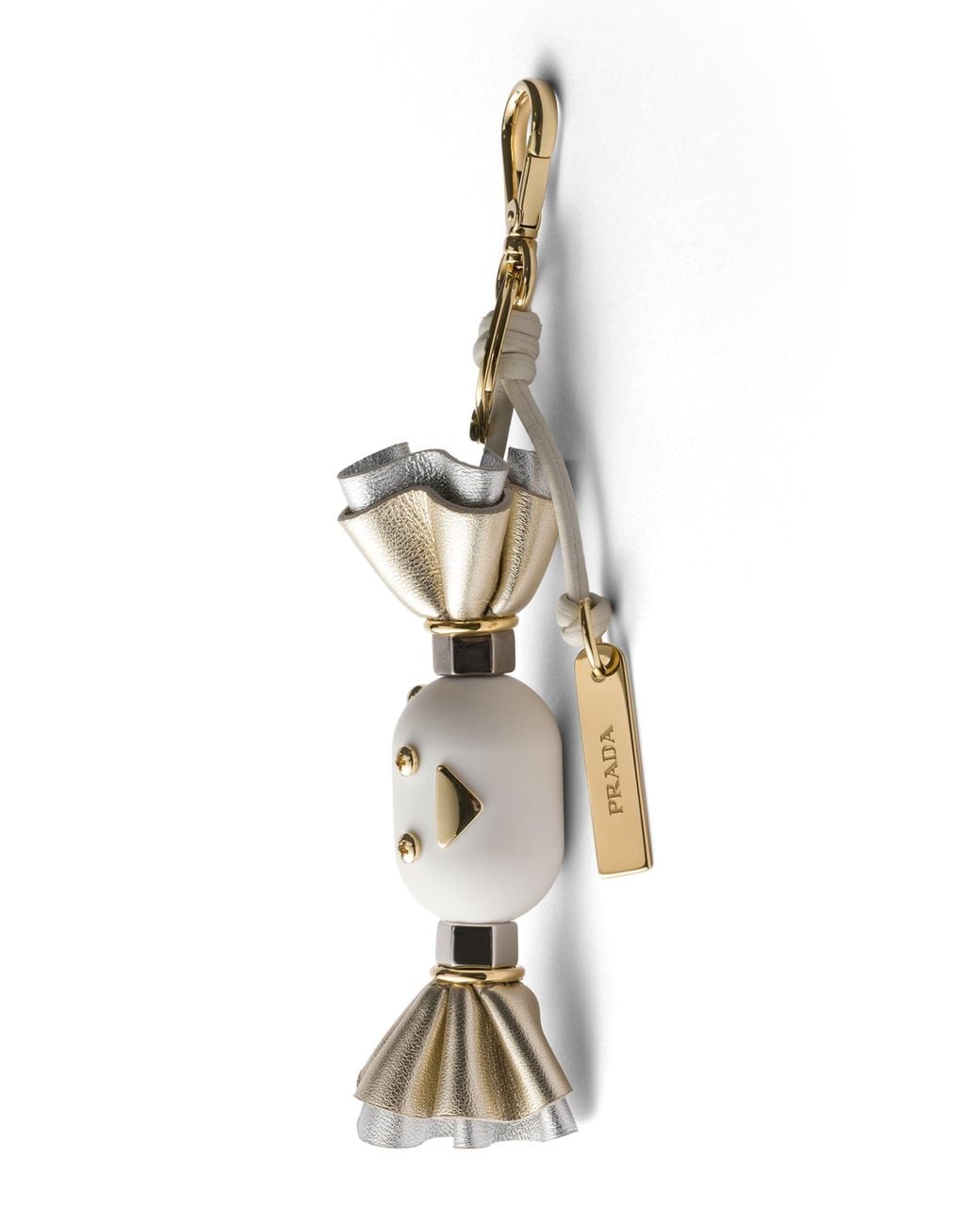 Prada White Candy Plexiglas And Leather Key Ring Charm