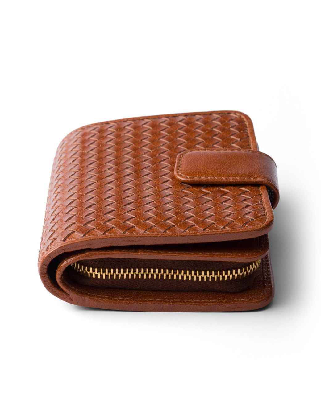 Prada Brown Small Woven Madras Leather Wallet