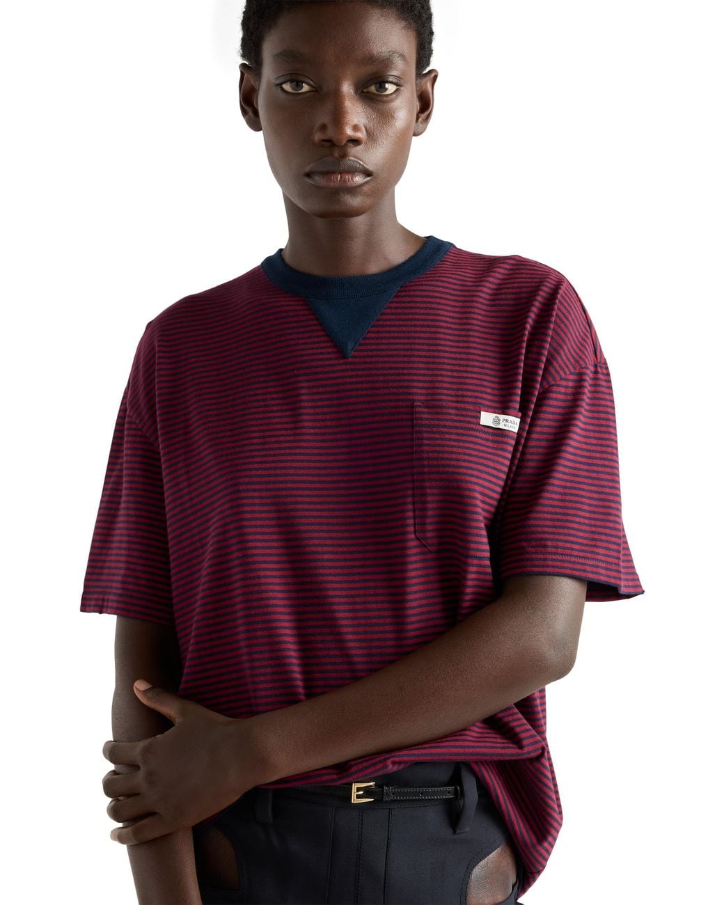 Prada Purple Oversized Striped Jersey T-Shirt