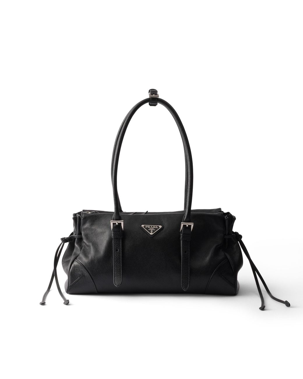 Prada Black Bonnie Medium Antiqued Leather Tote Bag