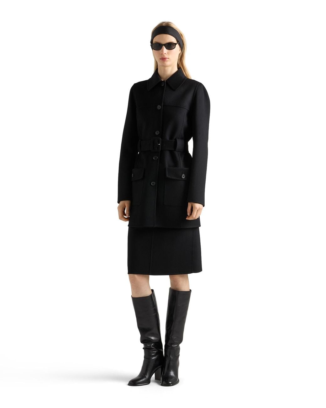 Prada Black Single-Breasted Double Cloth Caban Jacket