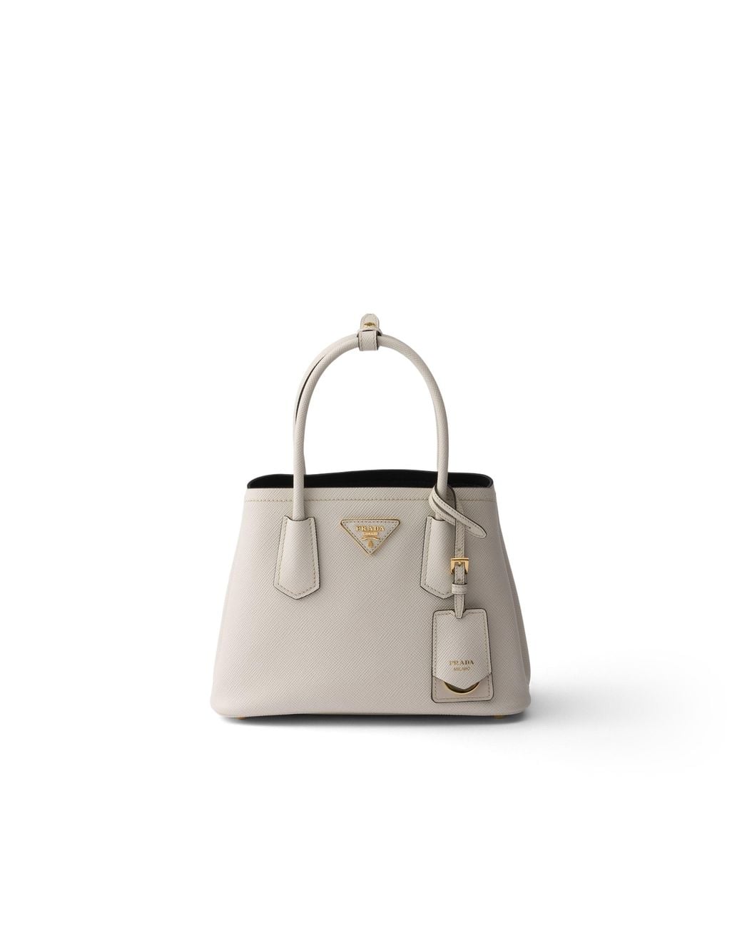 Prada White Double Small Saffiano Leather Bag, Chalk