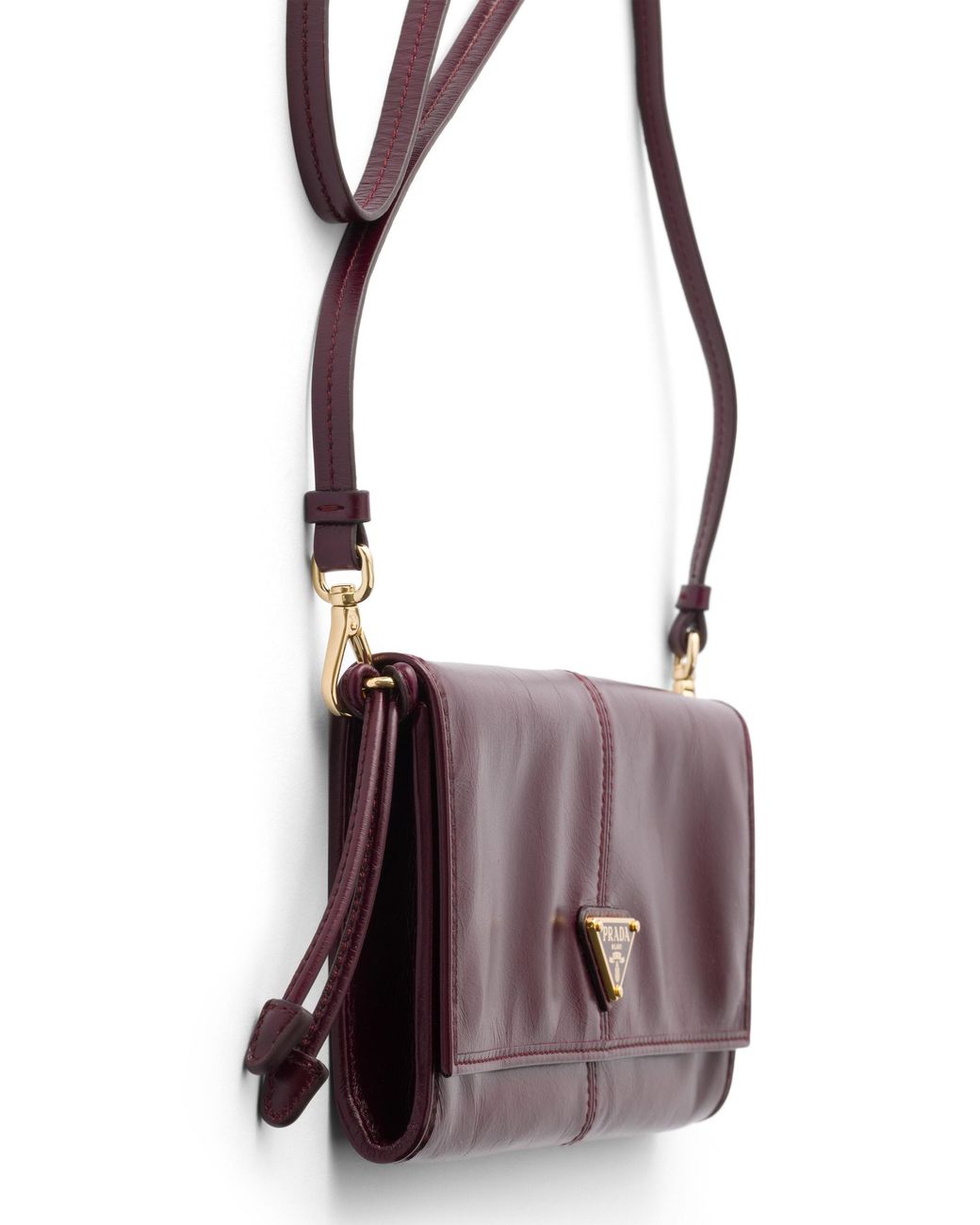 Prada Purple Leather Wallet With Shoulder Strap
