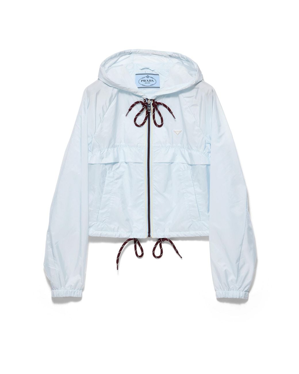 Prada Blue Cropped Re-Nylon Hooded Zip Jacket