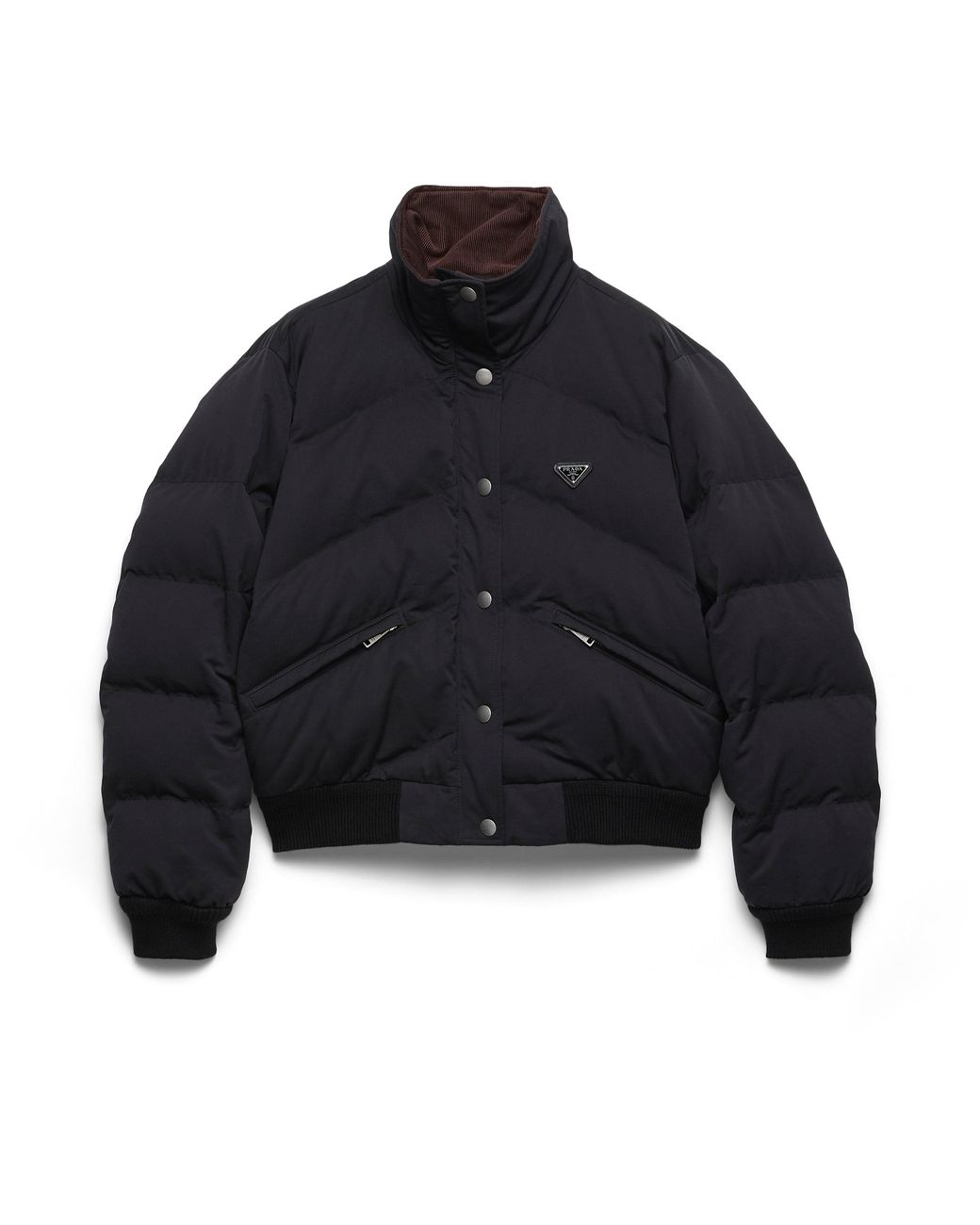 Prada Blue Cropped Compact Poplin Down Jacket