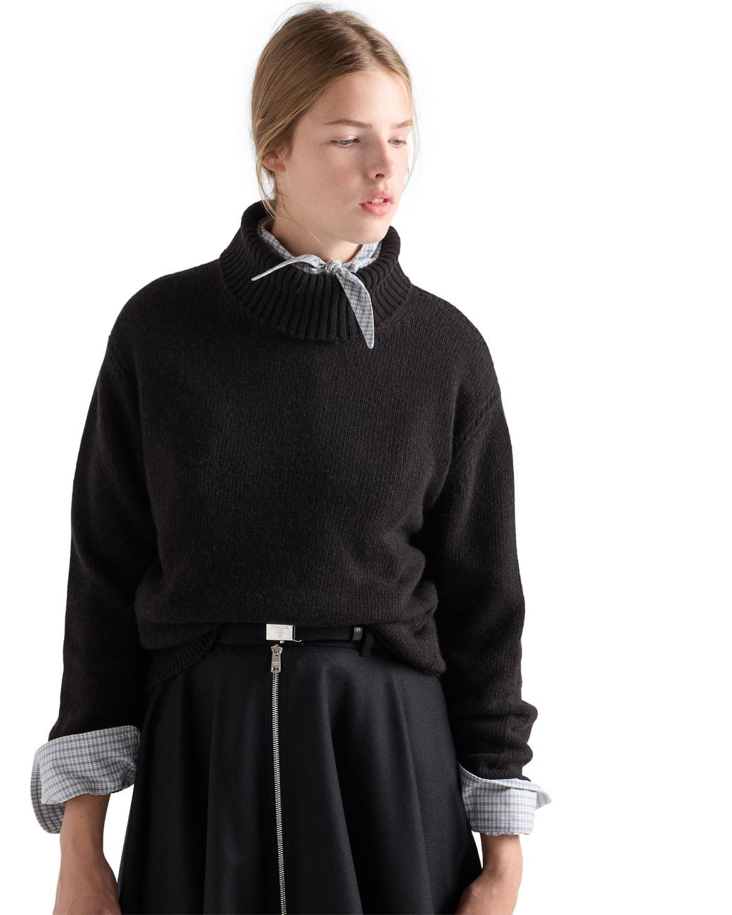 Prada Black Re-Cashmere Turtleneck Sweater, Anthracite