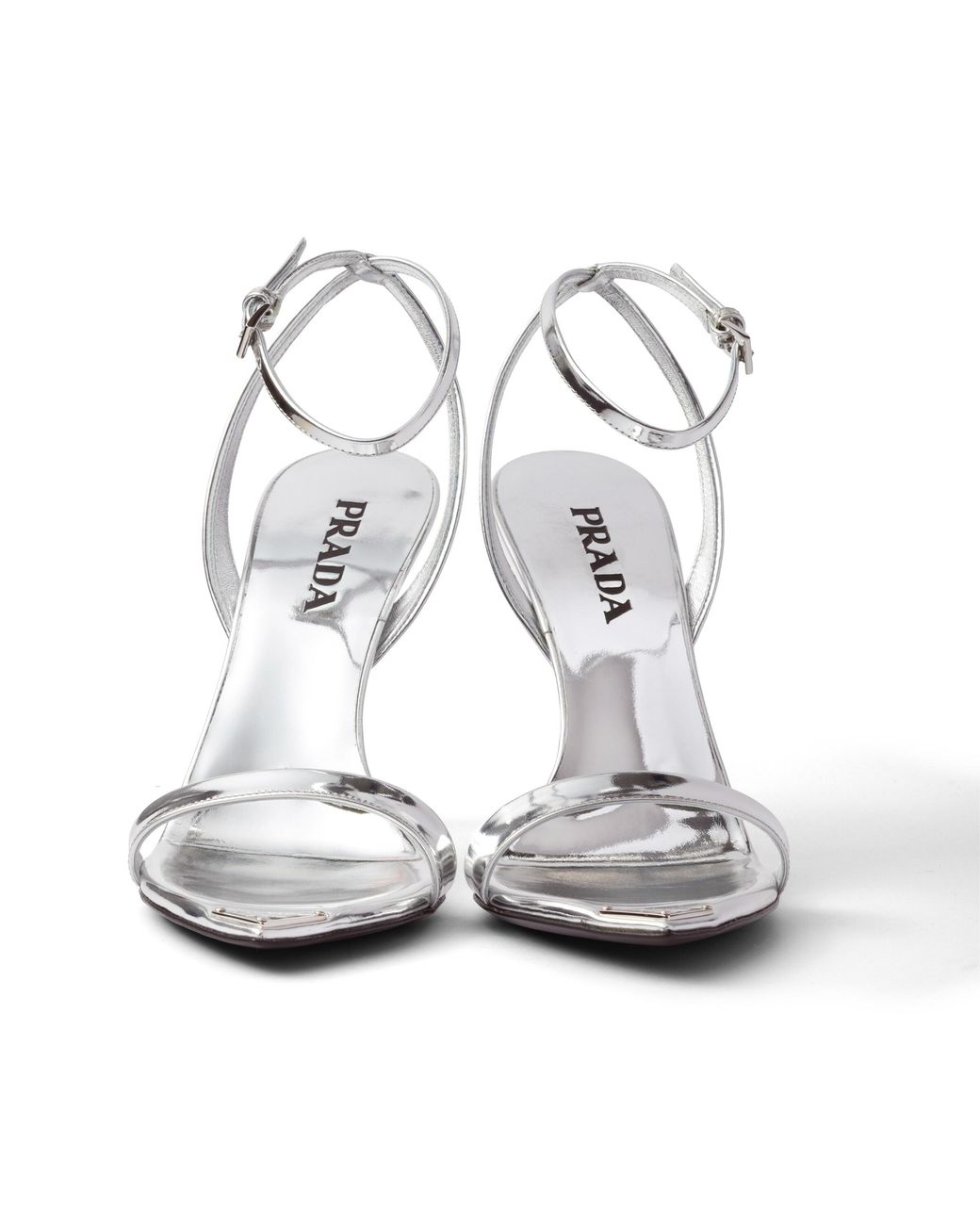 Prada White Metallic Leather High-Heeled Sandals