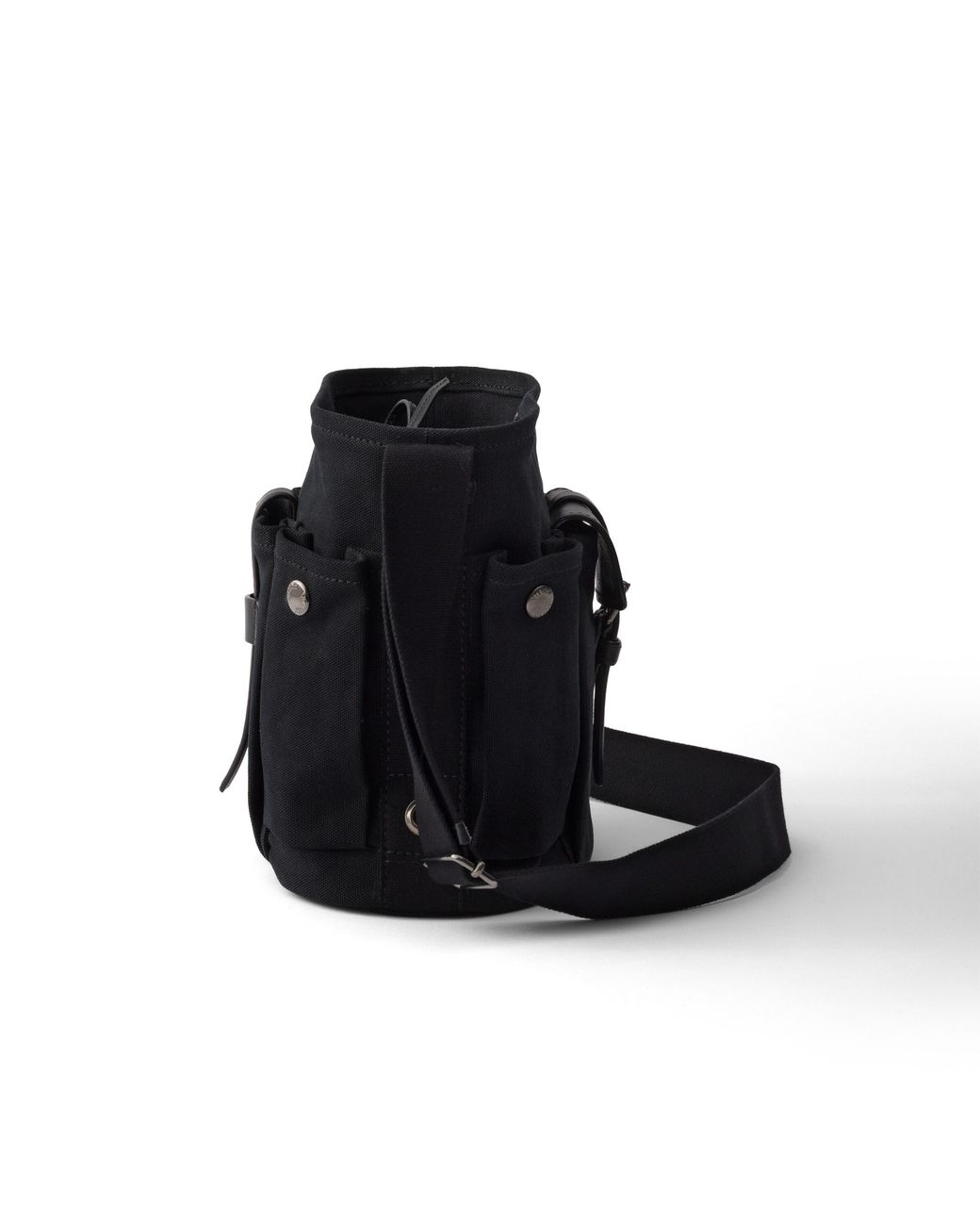 Prada Black Route Mini Canvas And Leather Bucket Bag