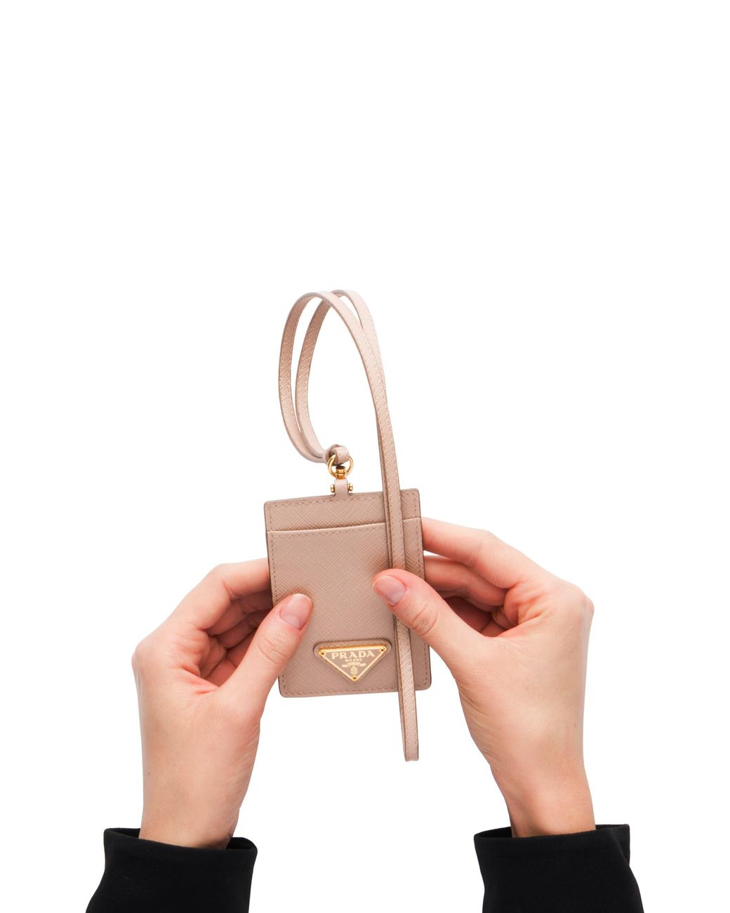 Prada White Saffiano Leather Badge Holder