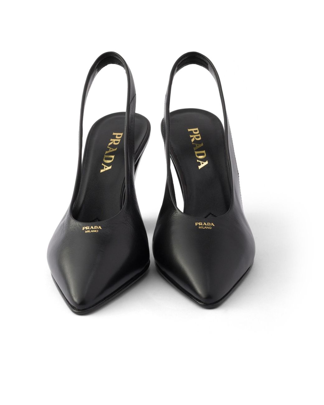 Prada Black Leather Slingback Pumps, Size 35