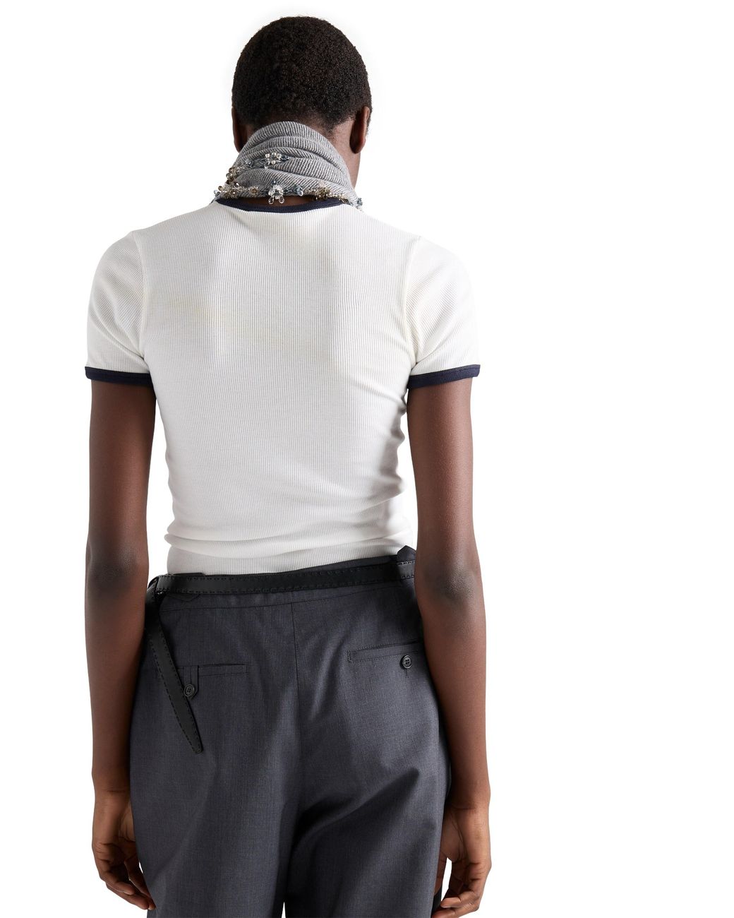 Prada White Ribbed Knit Top