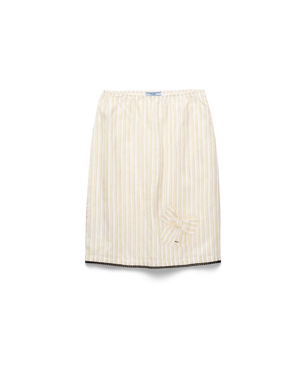 Prada White Striped Skirt With Appliqué