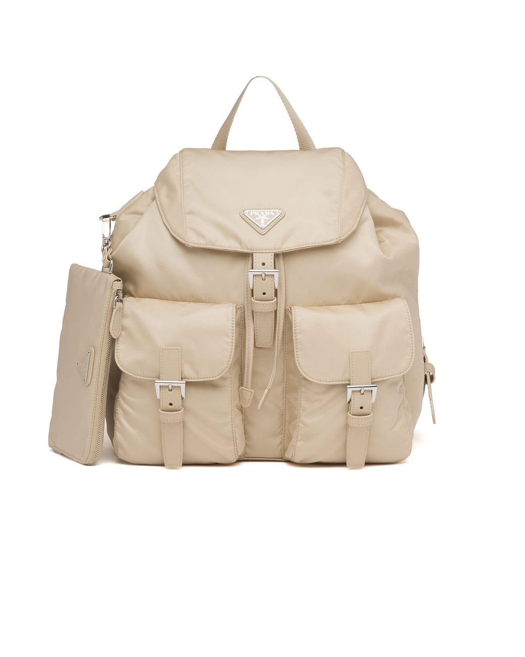 Prada Natural Medium Re-Nylon Backpack With Pouch