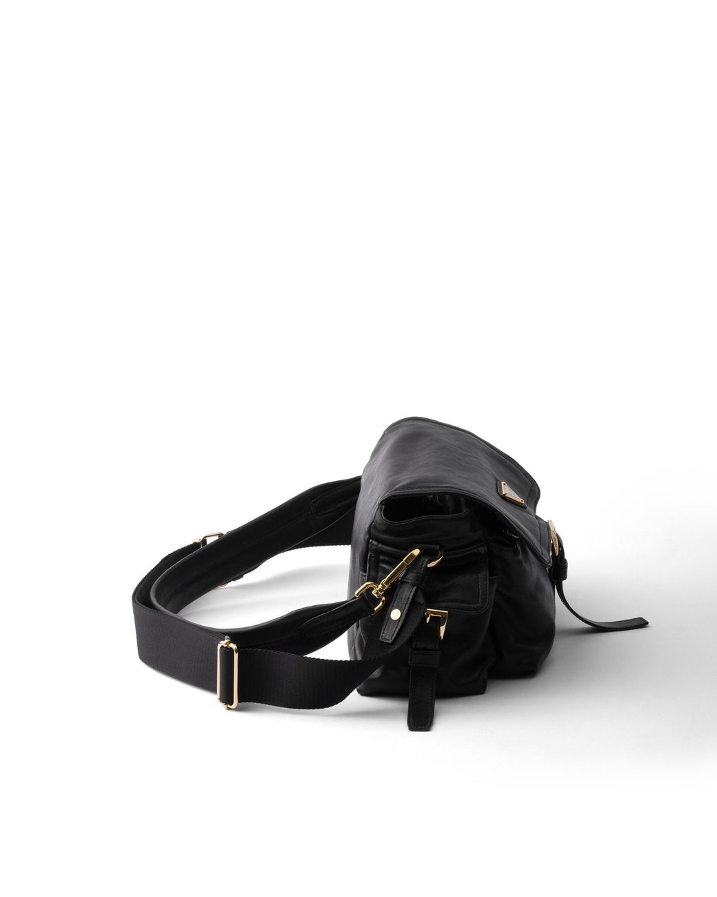 Prada Black Explore Medium Nappa Leather Shoulder Bag With Flap