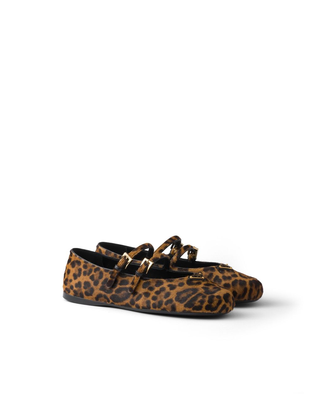 Prada White Printed Leather Ballerinas
