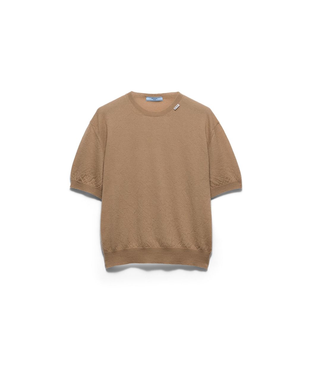 Prada Natural Short-Sleeved Cashmere Sweater, Desert