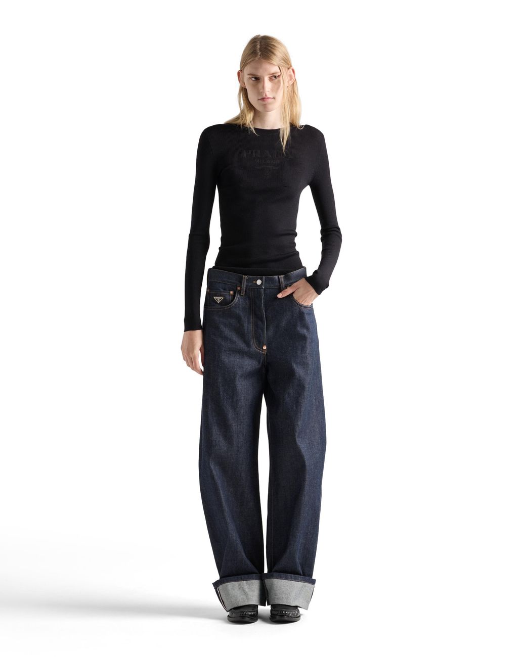 Prada Blue Superfine Wool Crew-Neck Sweater
