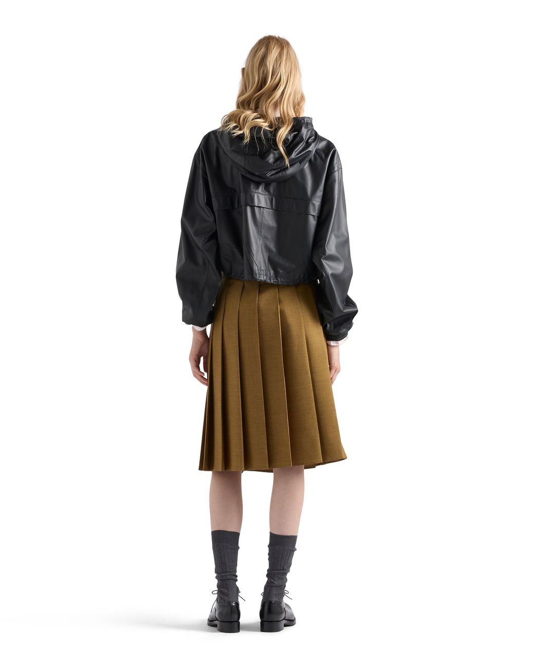Prada Black Hooded Nappa Leather Jacket