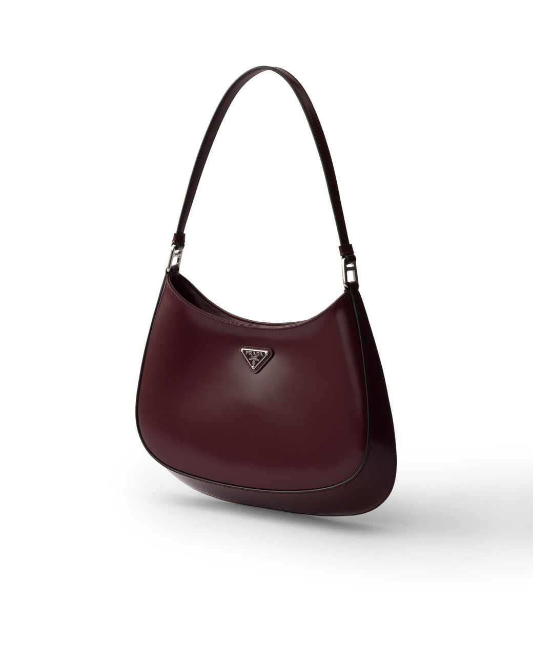 Prada Purple Cleo Brushed Leather Shoulder Bag, Burgundy
