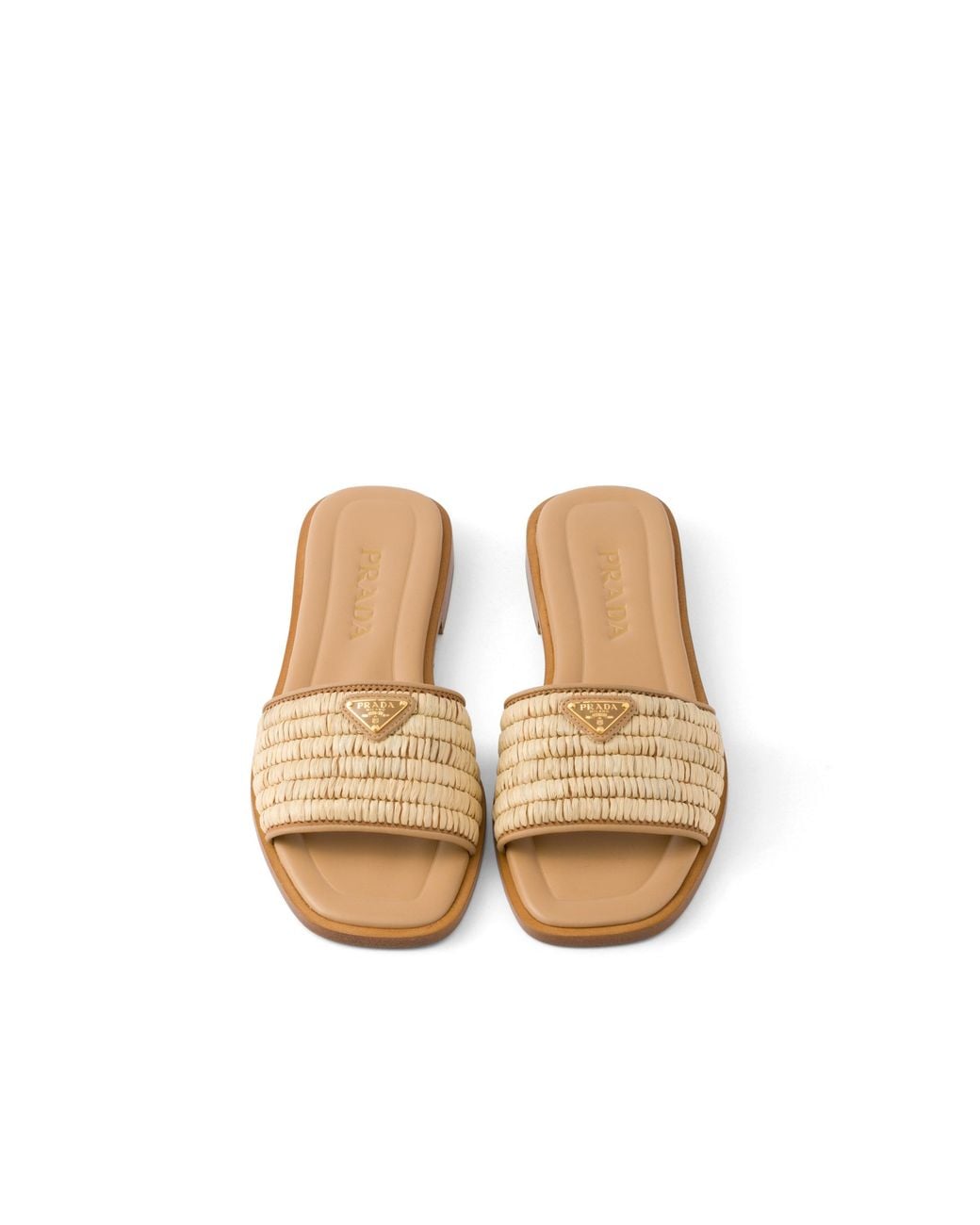 Prada White Leather And Crochet Slides