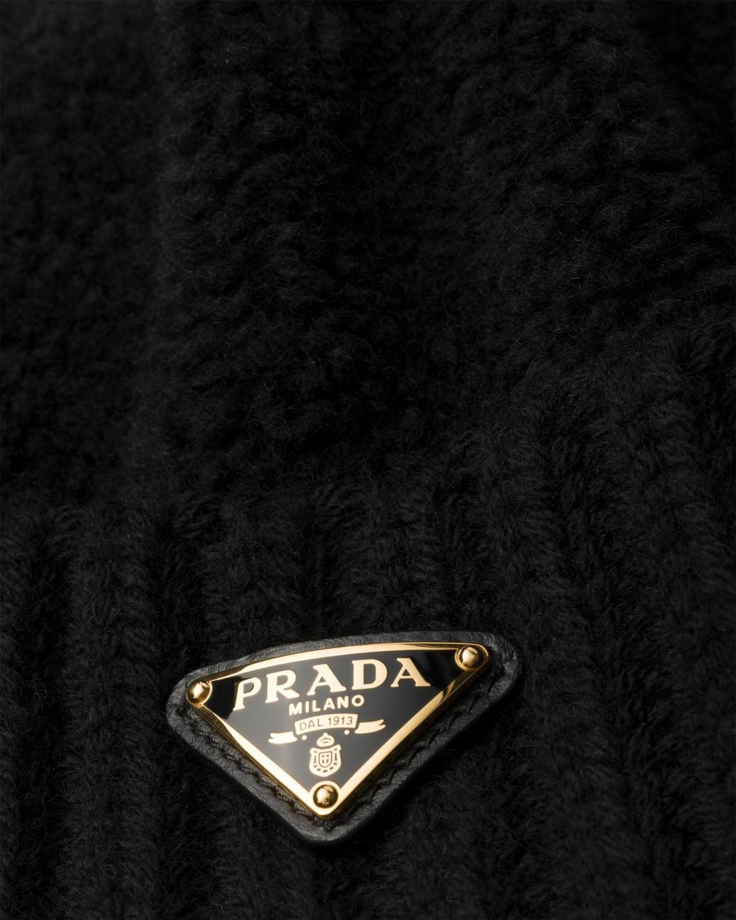 Prada Black Fleece And Wool Beanie