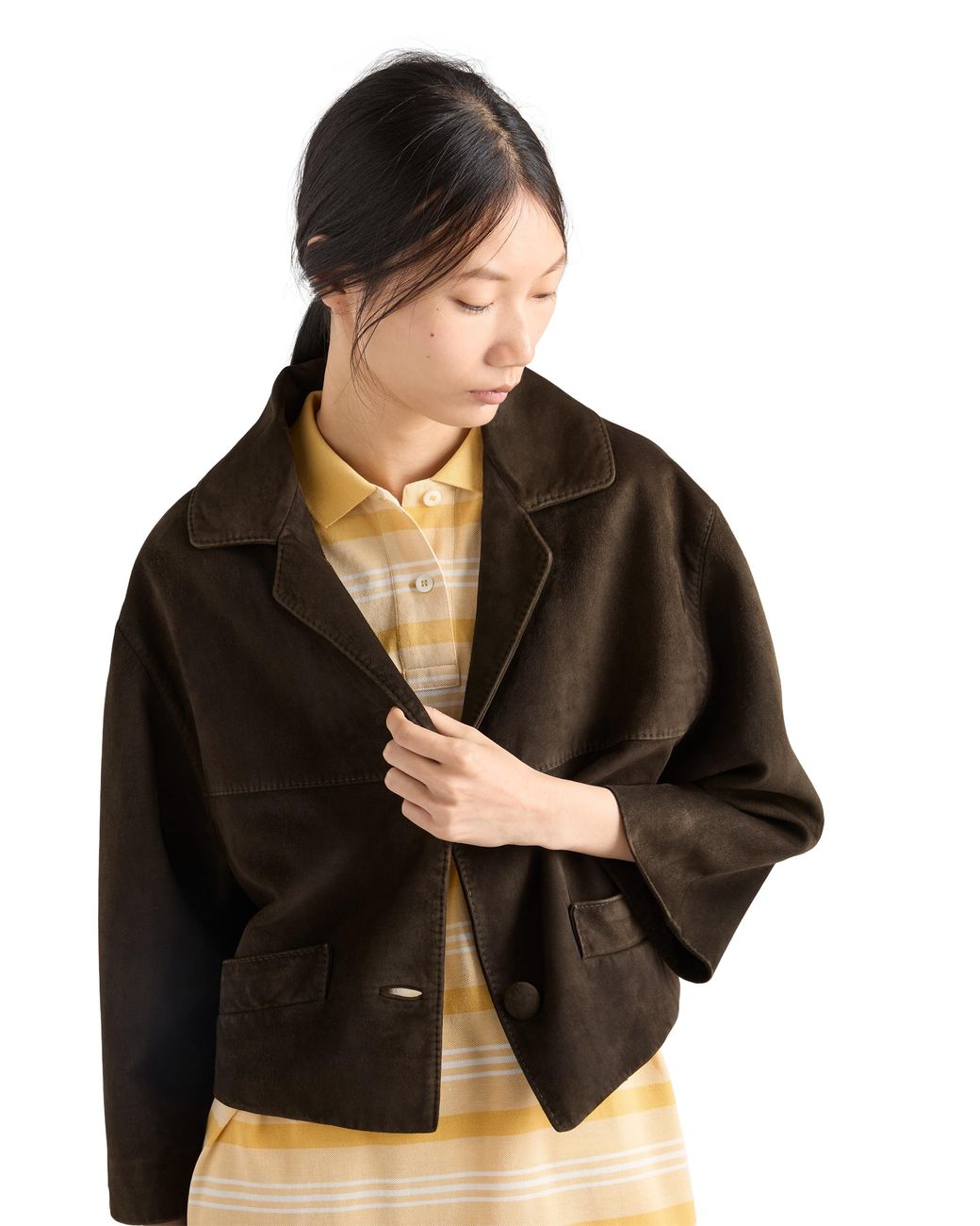 Prada Brown Cropped suede jacket