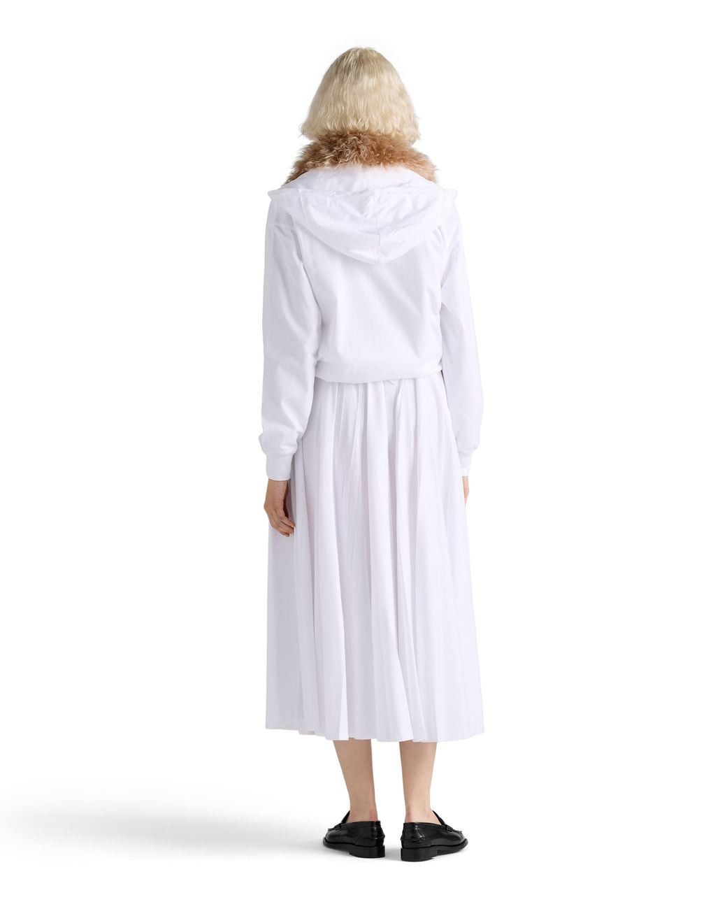 Falda Circular Reversible De Jersey De Algodón Y Re-Nylon, Mujer, Talla Prada de color White