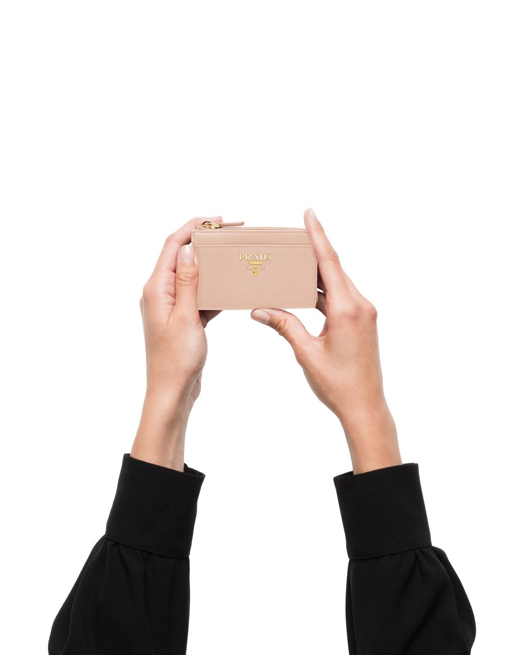 Prada White Saffiano Leather Keychain