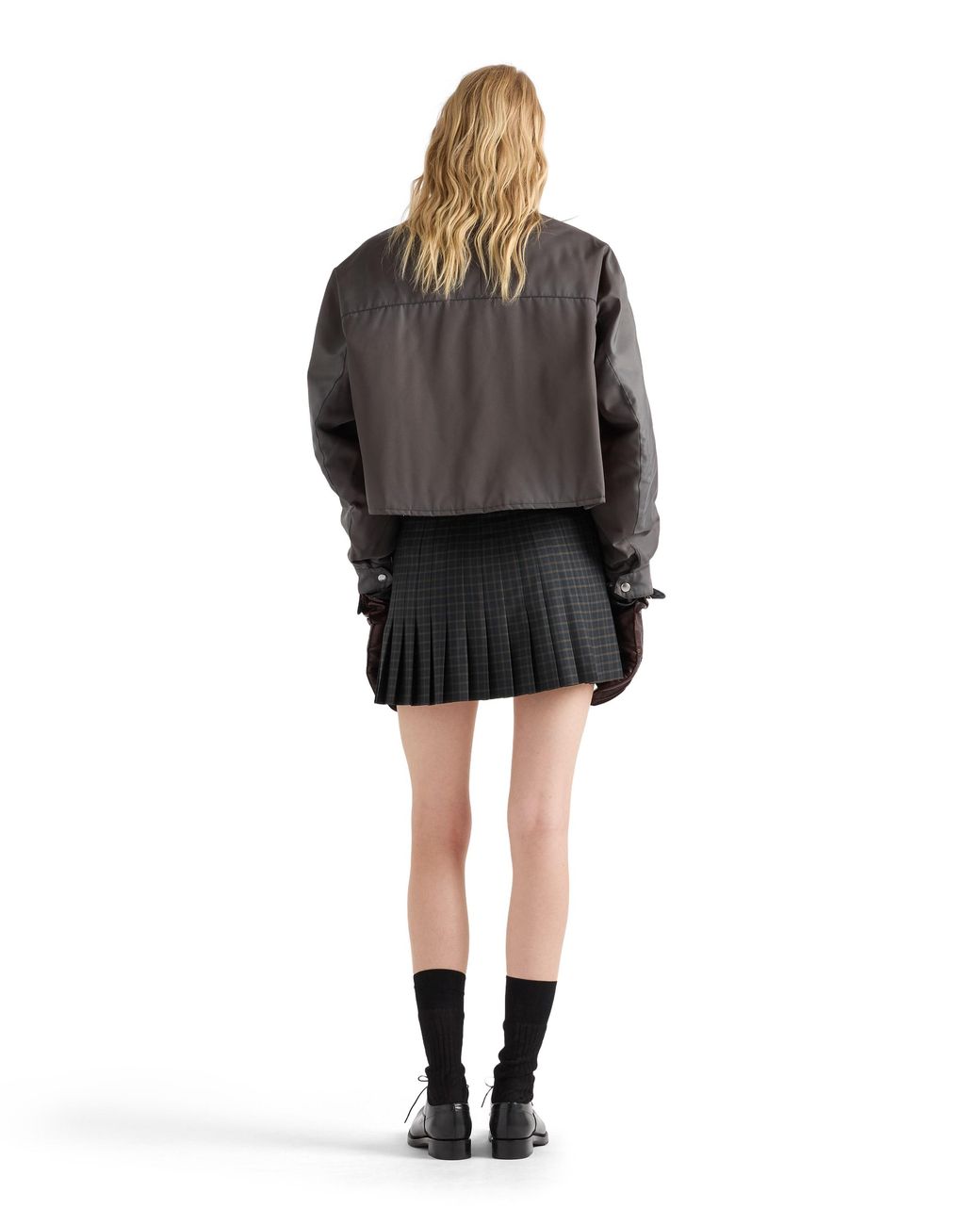 Prada Gray Washed Re-Nylon Blouson Jacket, Lead