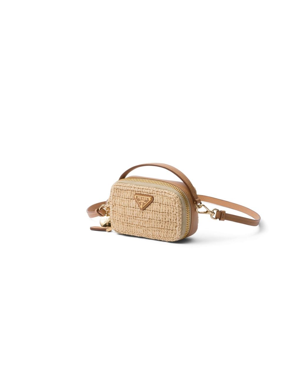 Prada Metallic Mini Pouch Aus Häkelarbeit Und Leder, Damen