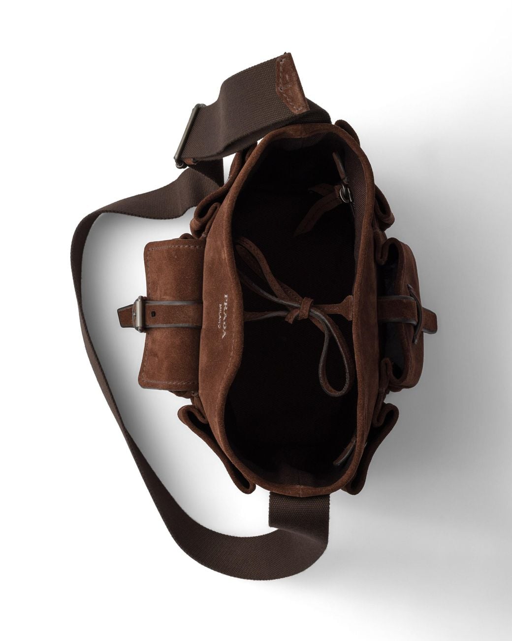 Prada Black Route Suede Mini Bucket Bag