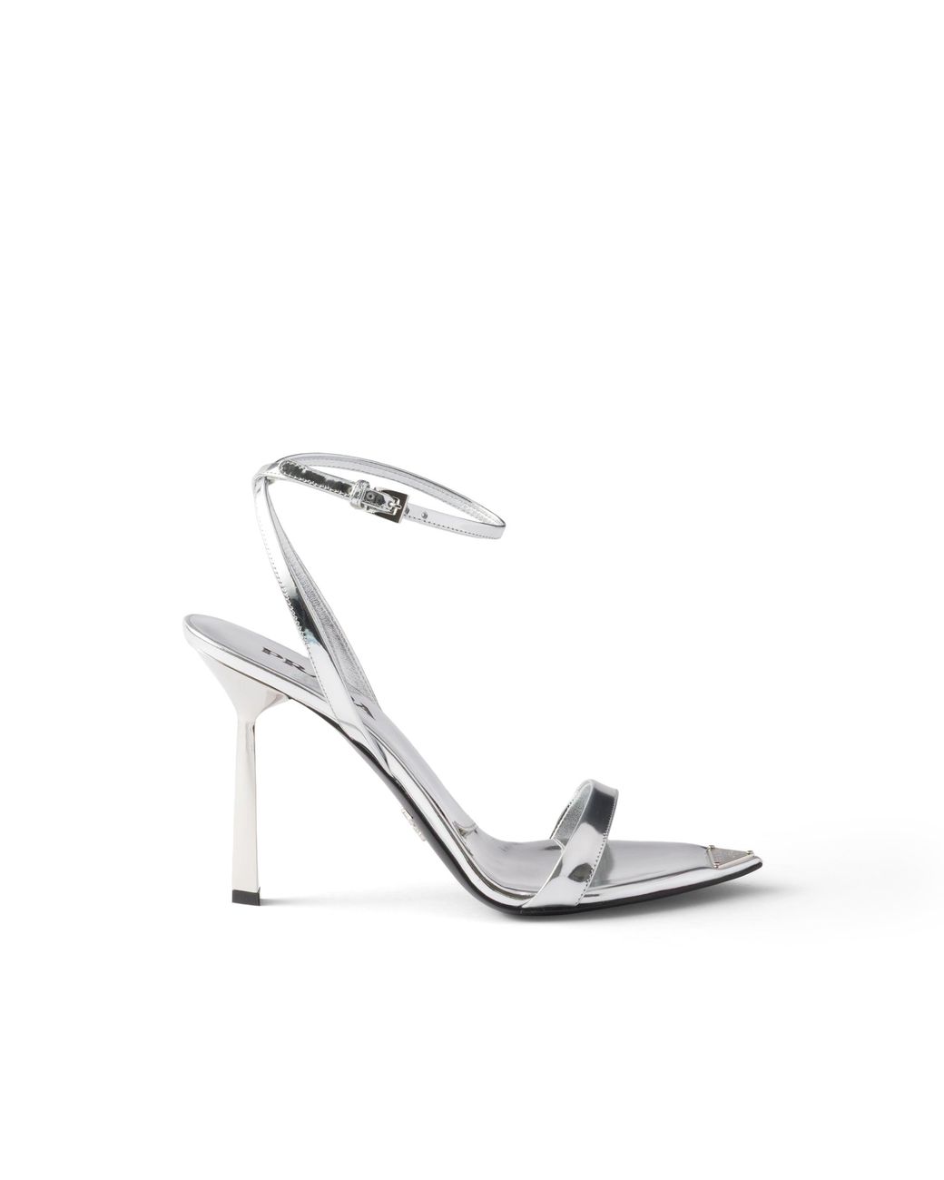 Prada White Metallic Leather High-Heeled Sandals