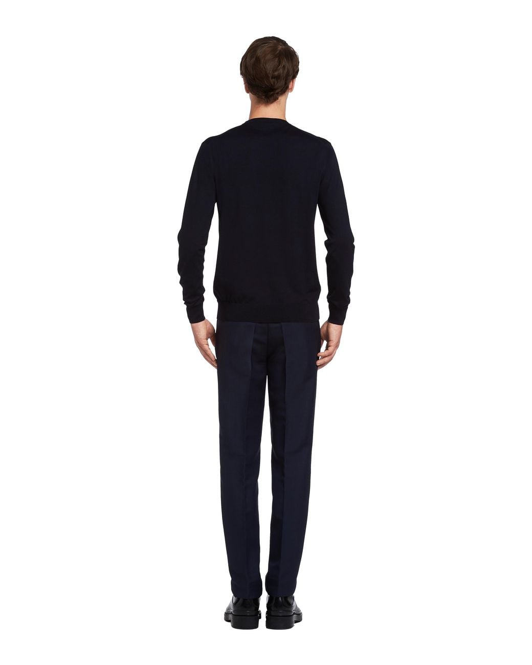 Prada Blue Crew-Neck Wool Jumper for men
