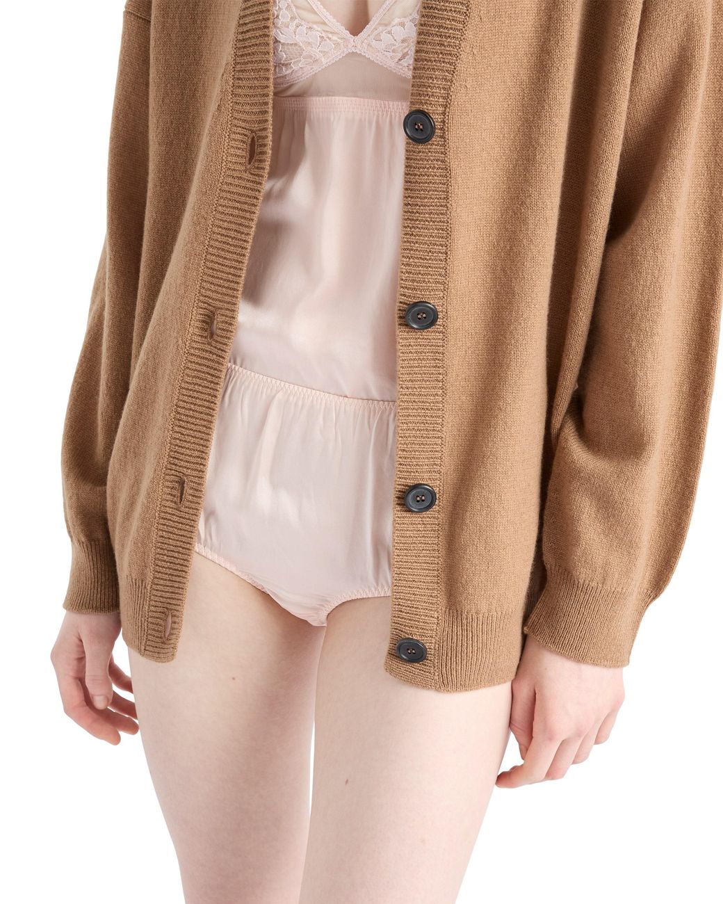 Prada White Vintage-Look Satin And Lace Top