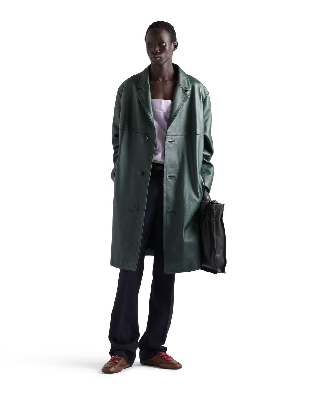Prada Green Leather Coat for men