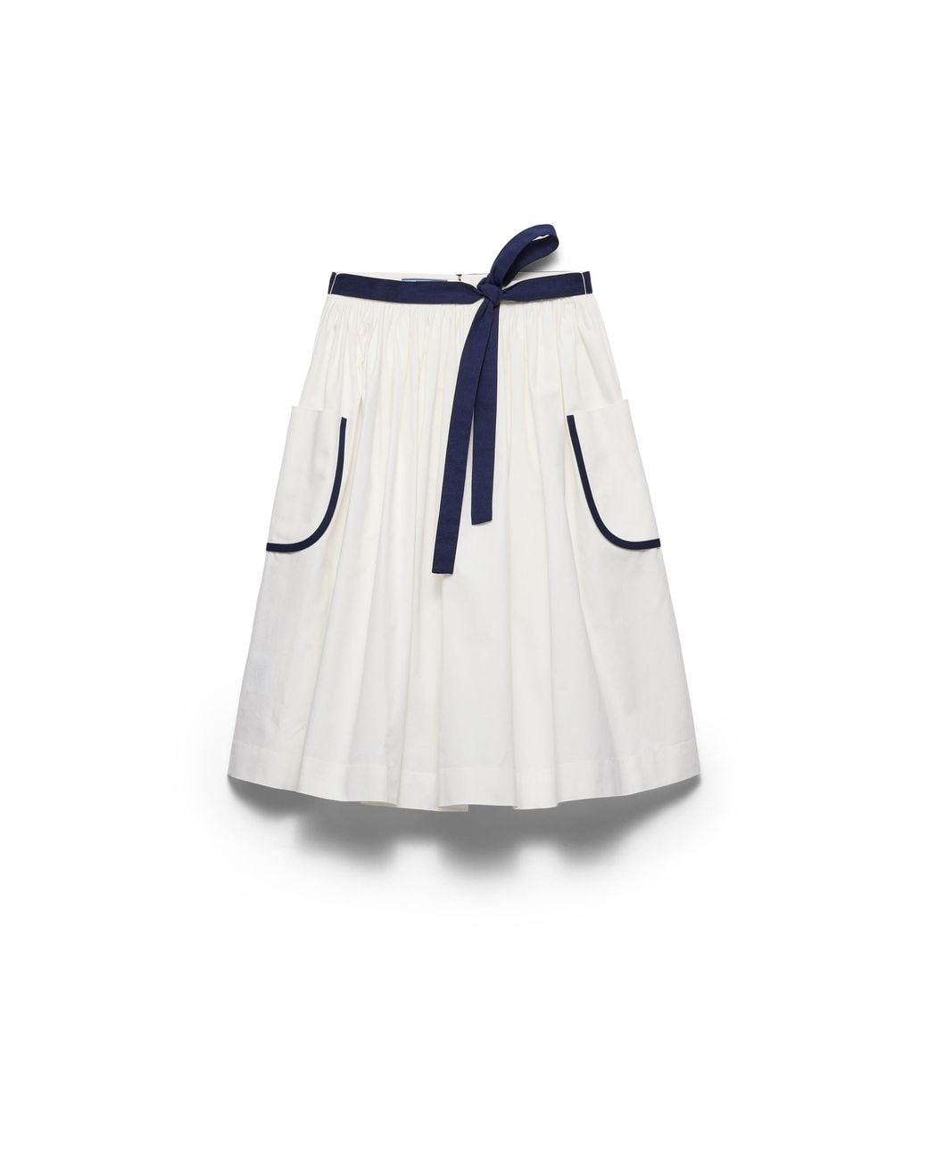 Prada White Slubbed Toile Skirt