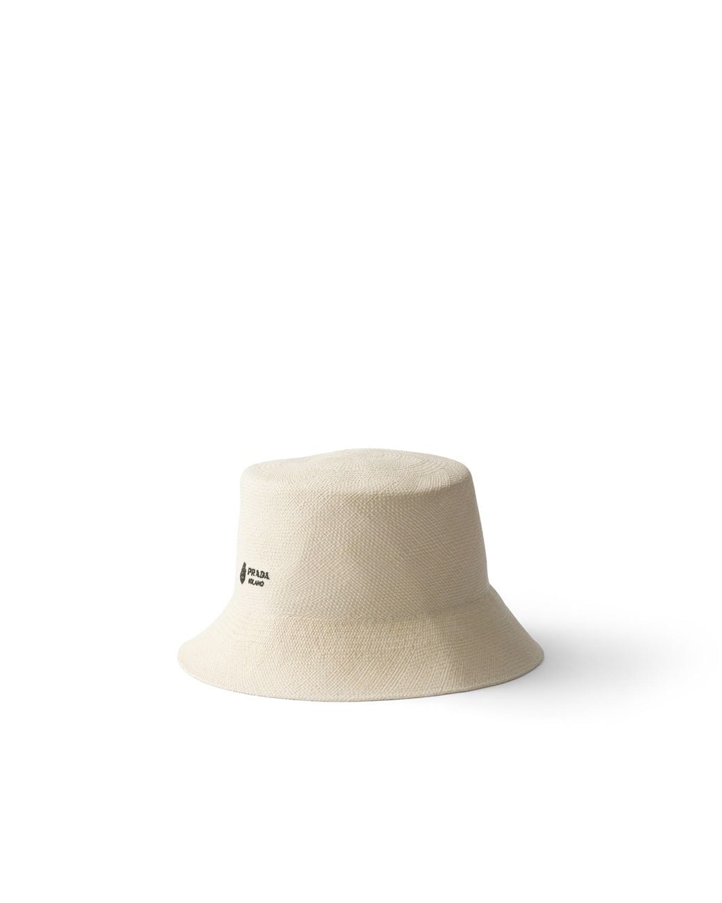 Prada White Panama Fabric Bucket Hat, Natural for men