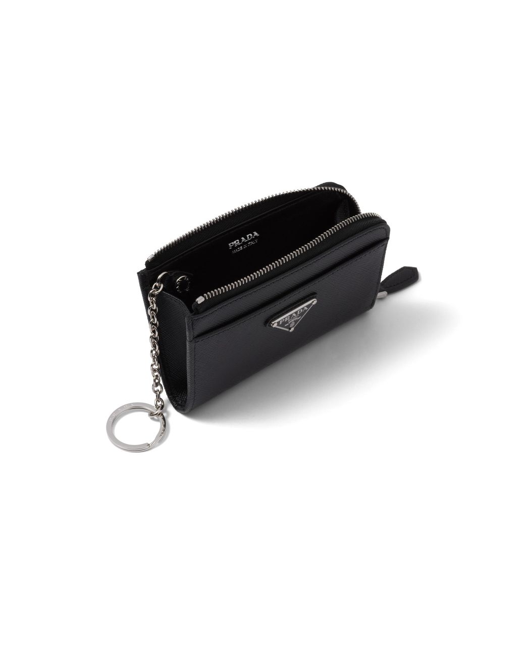 Prada Black Saffiano Leather Keychain