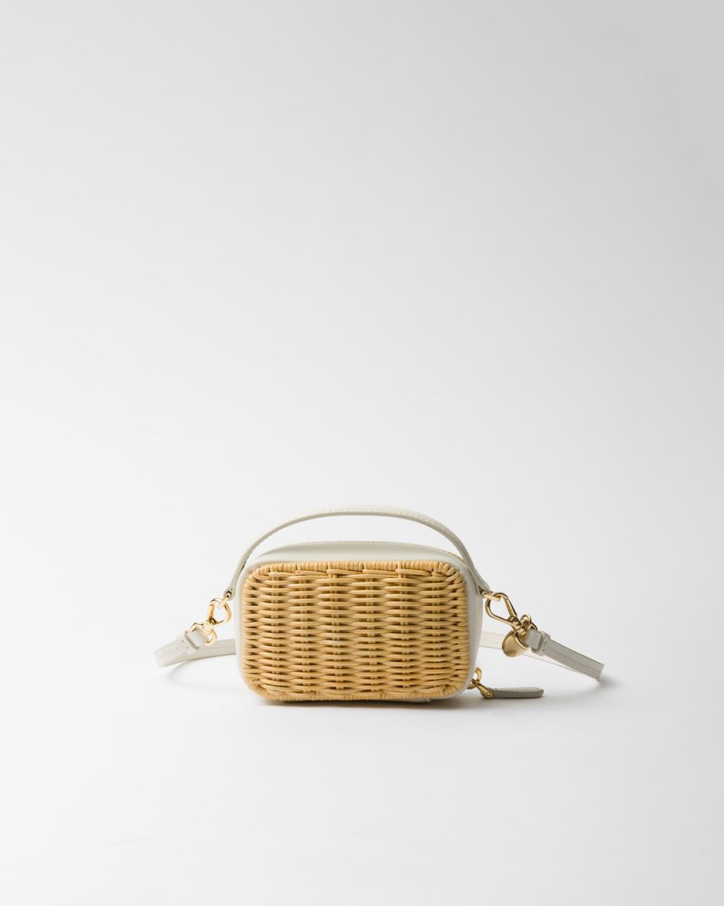 Prada Wicker And Leather Mini-Pouch in Metallic | Lyst