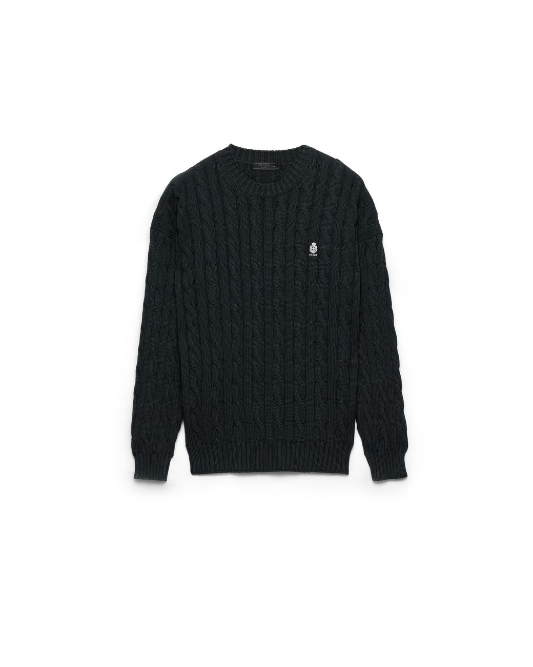 Prada Black Cotton Crew-Neck Sweater for men