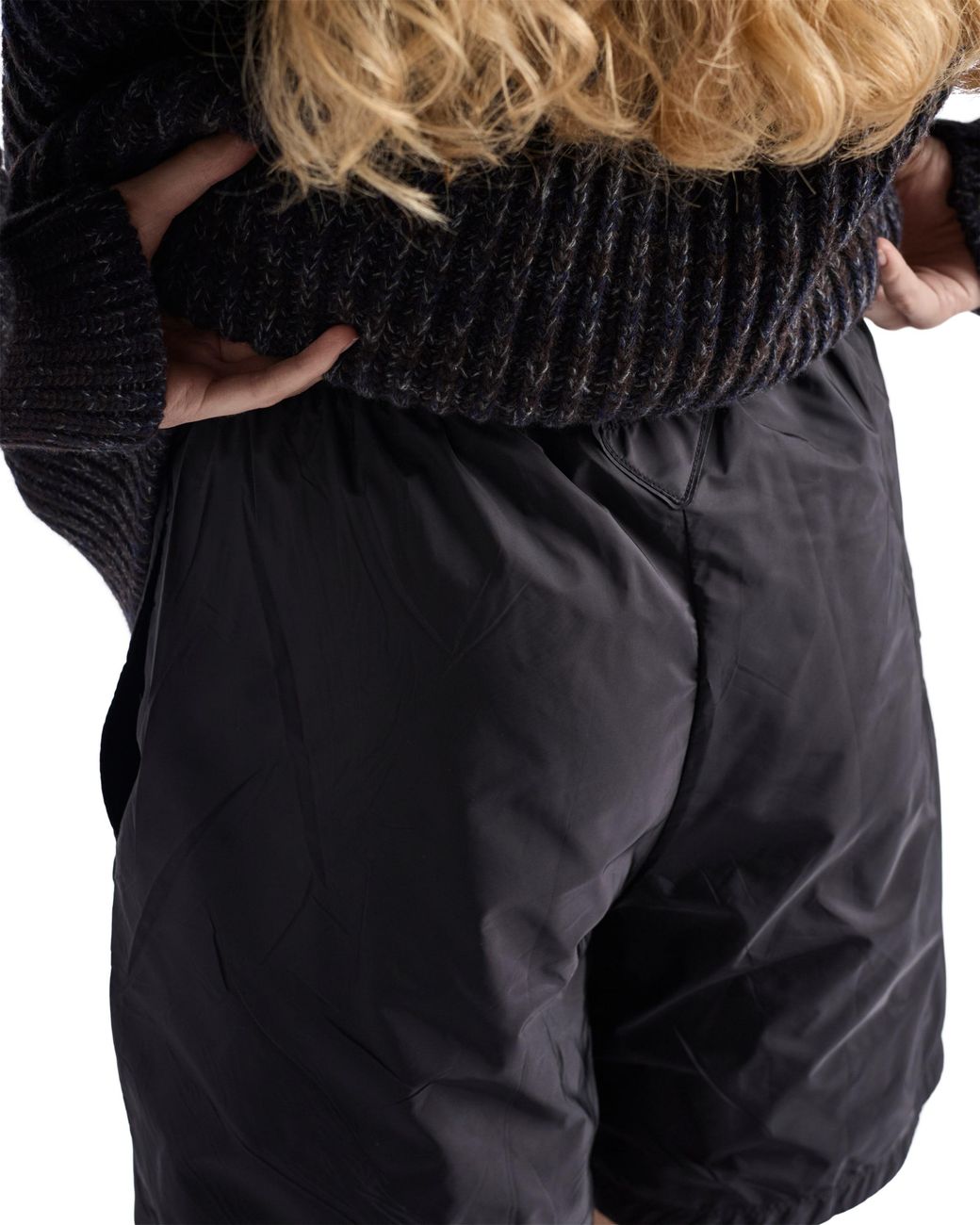 Pantalones Cortos Reversibles De Jersey De Algodón Y Re-Nylon, Mujer, Talla Prada de color Black